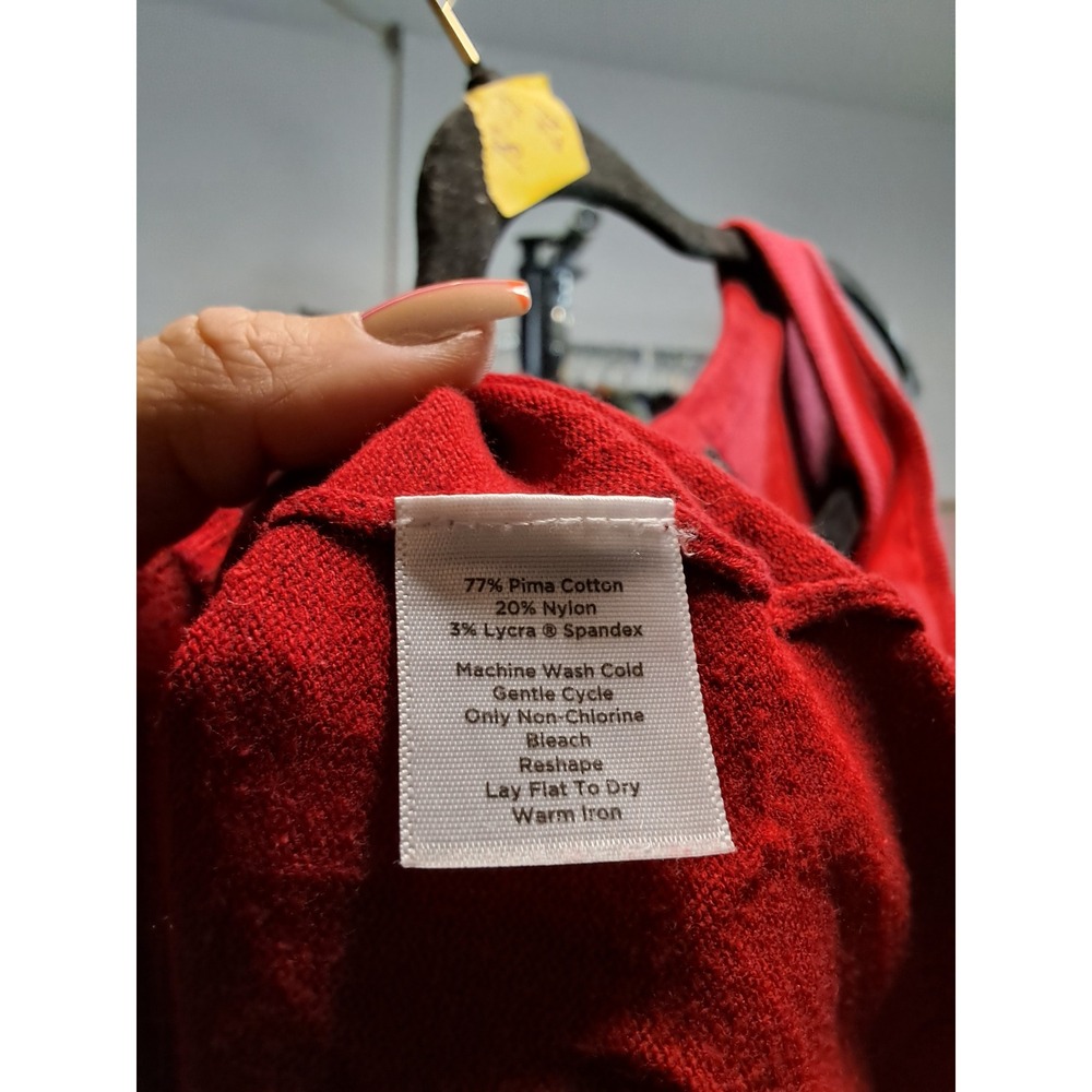 Talbots Red Pima Cotton Blend Scoop Neck Sleeveless Sweater Vest Shell Small - Picture 5 of 6